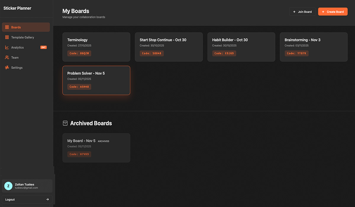 Sticker Planner Application Interface